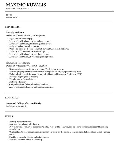 Presenter Resume Samples | Velvet Jobs