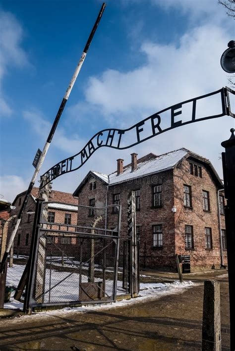 Auschwitz / Oswiecim / Poland - 02. 15. 2018: Entry Gate To the ...