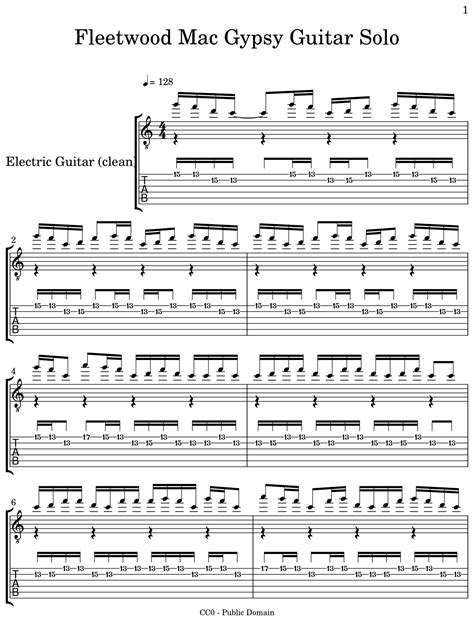 Fleetwood Mac Gypsy Guitar Solo - Sheet music for Electric Guitar