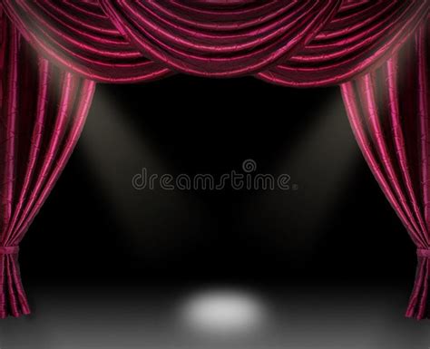 In the spotlight. Stage curtain with spotlight on black background , # ...