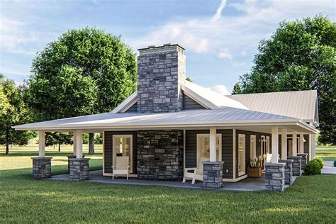 Plan 62813DJ: One Bed Post Frame Country Home Plan with Wraparound ...