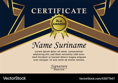 Blue gold color certificate award design Vector Image