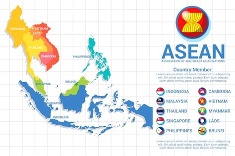 Free Vector | Asean map in various colors