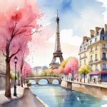 Paris Watercolor Art Print Free Stock Photo - Public Domain Pictures