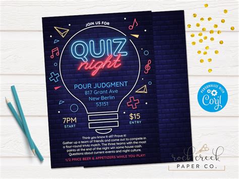 Trivia Night Invitation Quiz Night Invitation Pub Quiz - Etsy