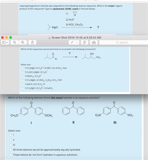 Solved Isopropylmagnesium chloride was subjected to the | Chegg.com