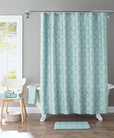 Scalloped Trellis Embroidered Fabric Shower Curtain | Everything Turquoise