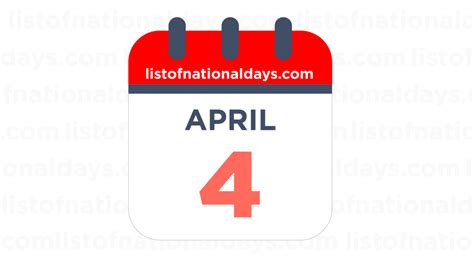 APRIL 4TH: National Holidays, Observances & Famous Birthdays