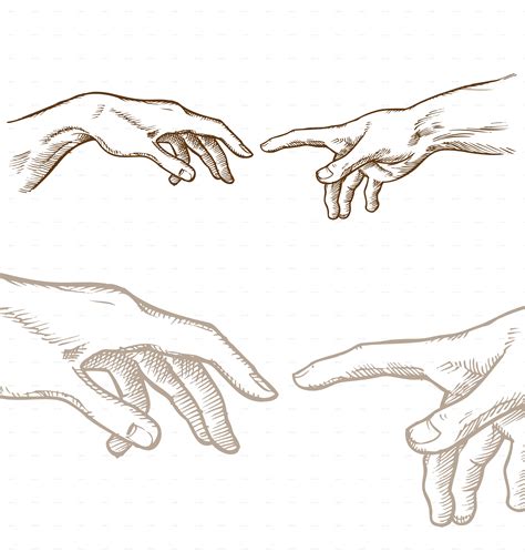 Creation Of Adam Hand Drawn. Vetcor Illustration | How to draw hands ...