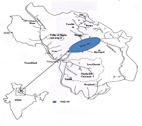 Location map of the study site in the Nanda Devi Biosphere reserve (Not... | Download Scientific ...