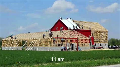 Time-lapse of Amish Barn being built - YouTube