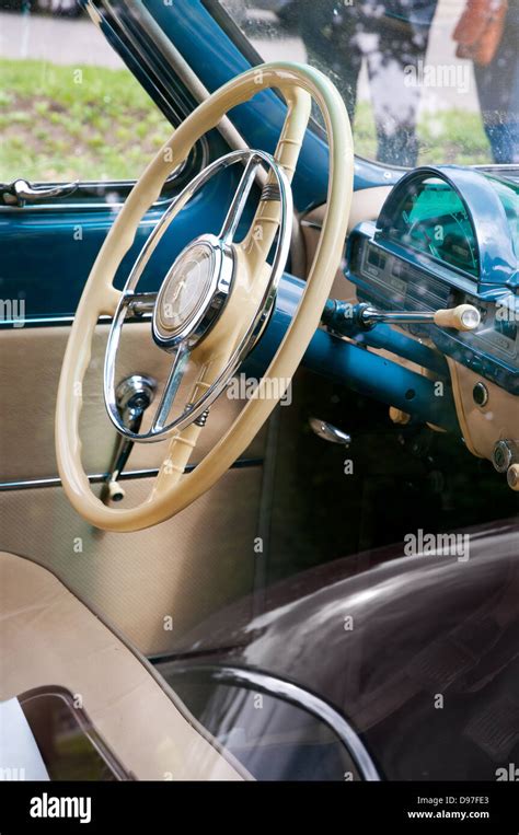 Soviet Volga GAZ-21 vintage blue car interior Stock Photo - Alamy