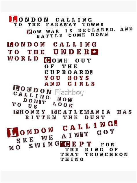 "London calling lyrics" Metal Print for Sale by Flashboy | Redbubble