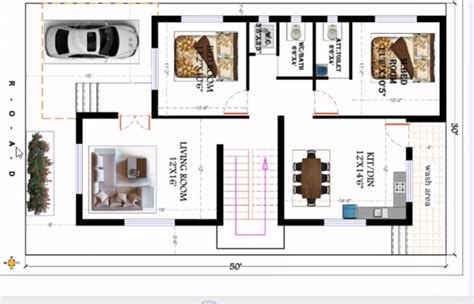 30x50 WEST FACING HOUSE PLAN - Dk3dhomedesign