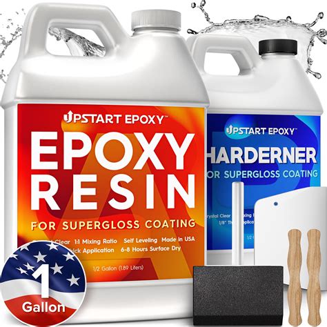 Upstart Epoxy Resin - 1 Gallon Bundle - Crystal Clear Tabletop Super Gloss Coating No Bubbles UV ...