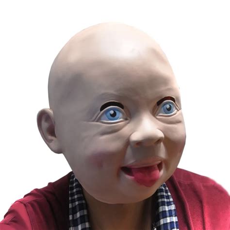 Funny Halloween Costume Prop Lovely Baby Full Head Latex Rubber Mask ...