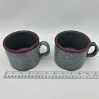 2 Vtg Baldelli Italian Pottery Coffee Mugs 12 oz Glazed Black Gray w/ Purple Rim | eBay