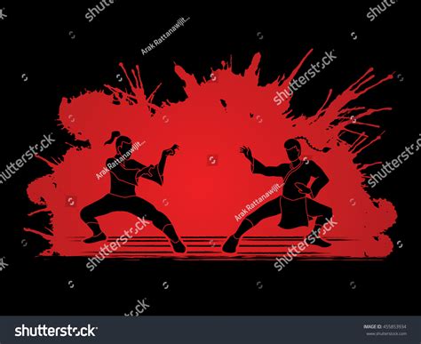 Kung Fu Action Ready Fight Designed Stock Vector (Royalty Free) 455853934 | Shutterstock