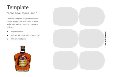 Crown Royal 750 ml Blank Label Template, Whiskey Bottle Label Template | Silhouette Studio – Crella