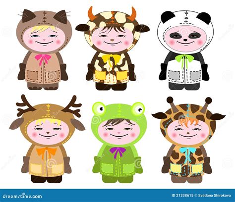 Six Children in Costumes of Animals Stock Vector - Illustration of smile, holiday: 21338615