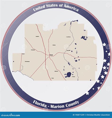 Map of Marion County in Florida Stock Vector - Illustration of roads ...