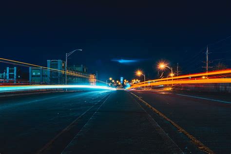 HD wallpaper: time lapse photography of road during night, buildings ...
