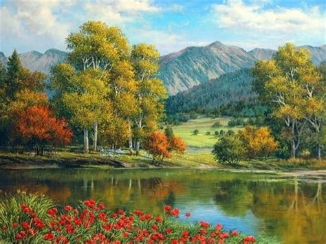 Paint By Numbers For Landscapes Home Decoration Oil Painting By Numbers Full Set For Adults ...