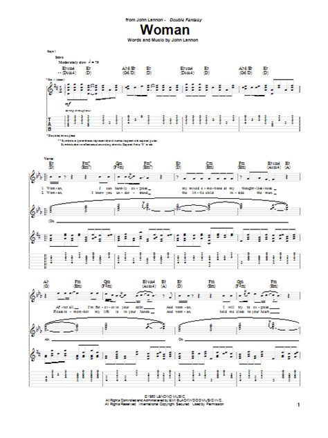 Woman by John Lennon - Guitar Tab - Guitar Instructor