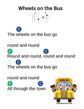 Wheels On The Bus Ukulele Song FREEBIE by Ms Lety MTBC | TPT