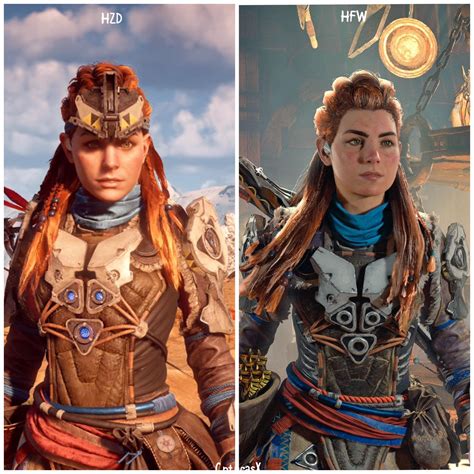 Aloy’s character model difference (HZD vs HFW) : PS4