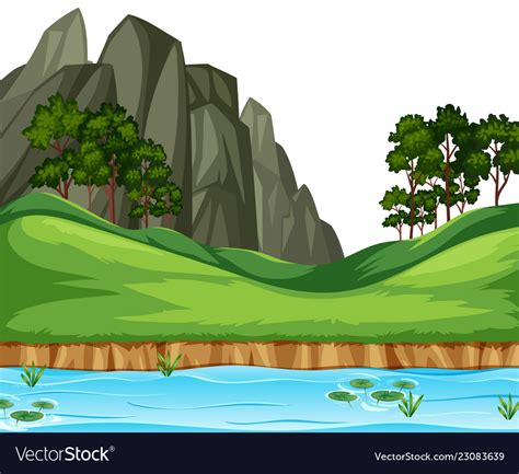 Nature river landscape background Royalty Free Vector Image