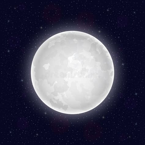 Luna Piena Sul Cielo Notturno Del Fondo Con Le Stelle Illustrazione ...