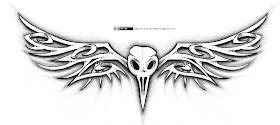 Tattoos and doodles: Bird skull and bone-likes wings