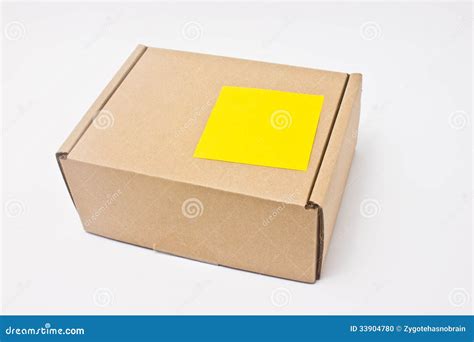 Blank Yellow Sticky Note Post On Paper Box. Stock Photo - Image: 33904780