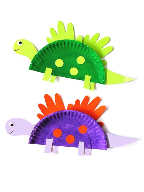 Paper Plate Handprint Dinosaur Craft - Our Kid Things