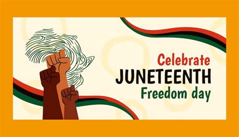 Free Vector | Flat horizontal banner template for juneteenth celebration