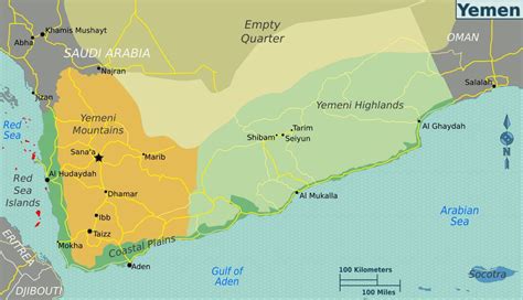 Large regions map of Yemen | Yemen | Asia | Mapsland | Maps of the World