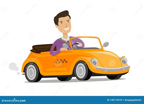 Man Driving a Car. Taxi Service Concept Stock Vector - Illustration of ...