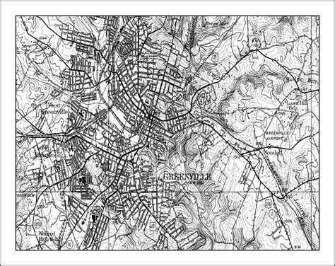 Greenville Map. Vintage Map of Greenville SC. City Maps on | Etsy