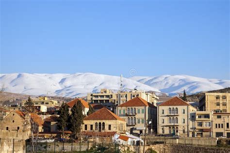 Baalbek Panorama with Snowy Mountains Stock Photo - Image of hill ...