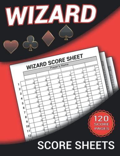 Wizard Score Sheets: 120 Large Score Pads for Scorekeeping, Wizard Card Game Score Sheets ...