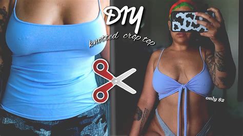 DIY KNOTTED CROP TOP! *No Sew* Only $2 - YouTube