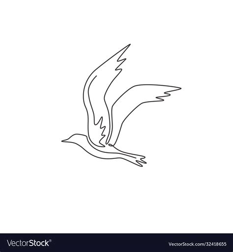 One continuous line drawing beauty seagull Vector Image