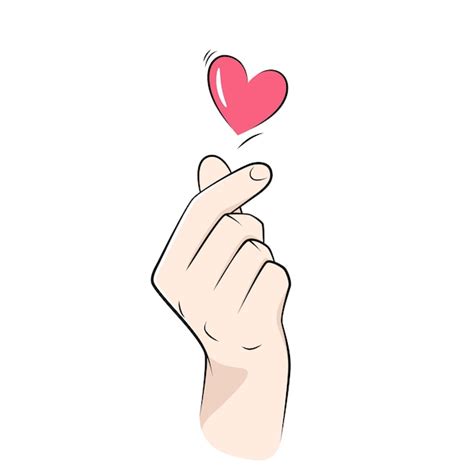 Premium Vector | Korean finger heart, love hand sign vector drawing