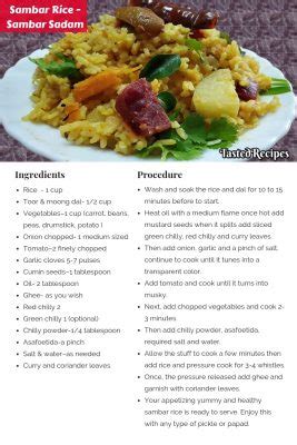 Sambar Rice-How To Prepare Sambar Sadam? - Tasted Recipes