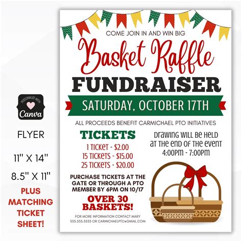 Basket Raffle Flyer Editable Template – Simple Desert Designs