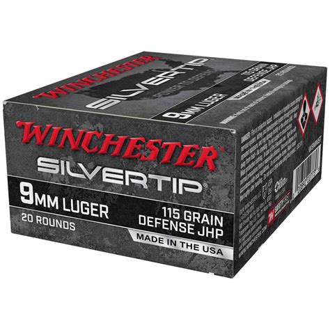 Winchester Silvertip 9mm Luger 115gr JHP Handgun Ammo - 20 Rounds ...