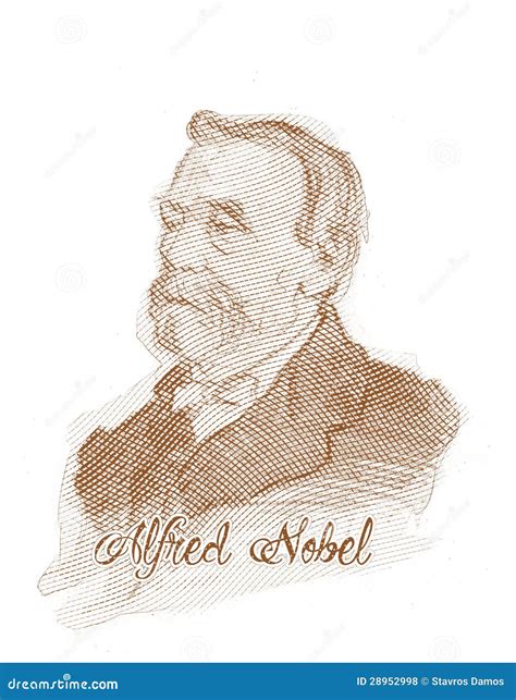 Alfred Nobel Engraving Style Sketch Portrait Editorial Stock Photo ...