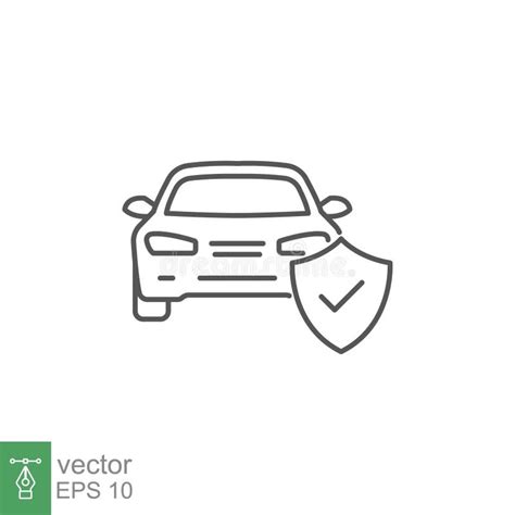 Car Protection Emblem Line Icon. Car Insurance Business Service Stock Vector - Illustration of ...