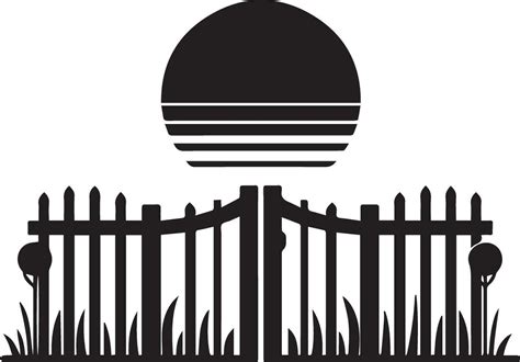 minimal fence vector silhouette, black color silhouette, white ...